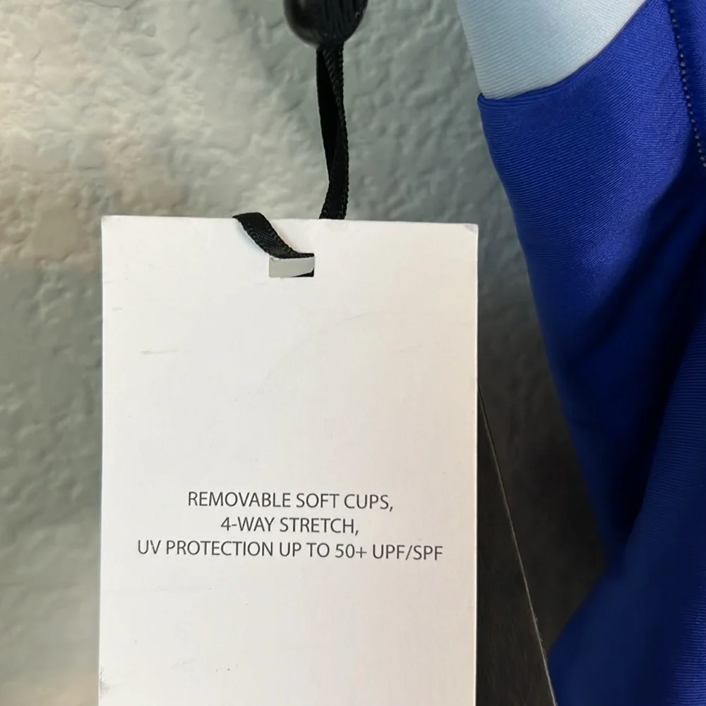 DKNY Lapis Blue Colorblock One Piece Swimsuit Size 8 - Picture 11 of 13